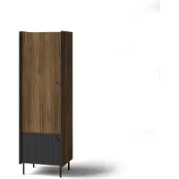 Minio , Armoire à portes battantes "PERETO 2", Armoire, Noyer Warmia / San Sebastian / Couleur noir mat