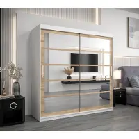 Minio Armoire 200 cm ROMA 2 Blanc / Chêne Sonoma