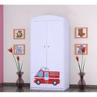 BDW Armoire, 2 portes, 2 tiroirs, penderie, 180x90 cm, blanc