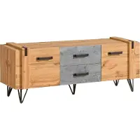 Minio , Armoire TV "MILENIUM 7", avec pieds métalliques, 135 cm, Chêne Wotan / Couleur Béton