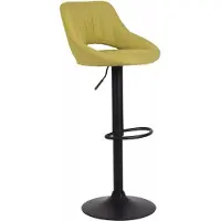 In And OutdoorMatch Tabouret de Bar Miza Jaune Noir - Tissu - Hauteur d'assise 60-81cm - Chaises de bar ergonomiques - Réglable en hauteur - 1 set - Avec dossier - Pour la cuisine et le bar