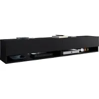 MINIO go for it , Armoire TV, TV-Lowboard "ANNE", 180cm, avec éclairage LED, noir couleur