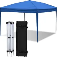 Aopunly Pavillon 3 x 3m Pop Up Pliable Tente de jardin, protection UV 50+ Pavillons Tentes de réception Tente de réception pour camping / jardin / mariage / plage, dix côtés bleu