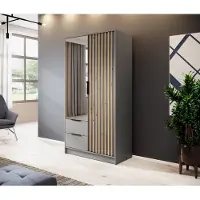 Minio Armoire avec miroir NELLY 2D Artisan chêne / gris