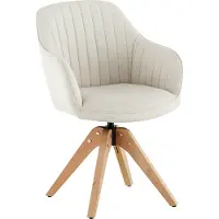 CLIPOP Chaise de salle à manger, set de 1 chaise rembourrée en tissu lin, chaise pivotante avec pieds en bois,Beige