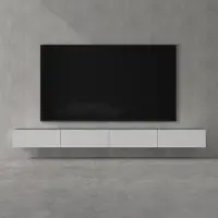 Doporro Meuble TV Bas 320x40,2x30cm Armoire TV Gris Noir Mat + Blanc Mat Table de Télévision Salon avec Portes Meuble TV Suspendu MBTV02