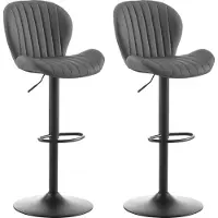 CLIPOP Tabouret de bar , chaise de bar en similicuir,chaise pivotante réglable en hauteur,gris foncé