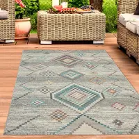 Carpetia Tapis de salon style vintage | Intérieur & Extérieur | vert Taille - 160 x 230 cm