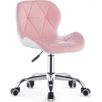 CLIPOP Chaise de bureau ergonomique Chaise pivotante, cuir PU, réglable, Home Office, rose