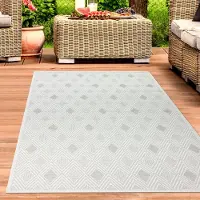 Carpetia Tapis d'intérieur et d'extérieur Tapis de terrasse Tapis de salon avec motif en losange de couleur crème Taille - 140 x 200 cm