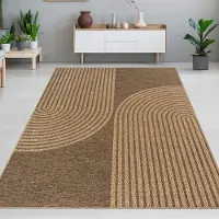 Carpetia Tapis d'intérieur et d'extérieur à motifs géométriques en arc marron beige Taille - 200 x 290 cm