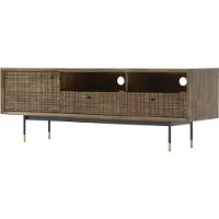 FURNLUX Support TV Labyrinthe Marron Et Or Et Noir 160cm / Couleur principale : Marron / Dimensions : 160 x 55 x 45 cm