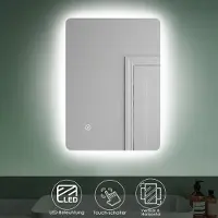 Sonni Miroir de salle de bain avec éclairage LED & interrupteur tactile, économe en énergie IP44 Miroir mural 70 x 50cm