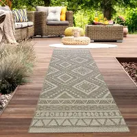 Carpetia Indoor & Outdoor Tapis sisal optique balcon cuisine terrasse salon motif losange - beige Taille - 80 x 150 cm
