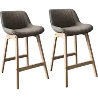 MOB-IN Lot de chaises MELLOW d'îlot et bar en chêne et assise tissu 65cm