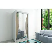 Minio Armoire 120 cm MONACO Blanc / Chêne Sonoma