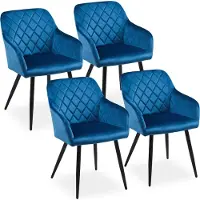 CLIPOP Chaises de salle à manger, lot de 4 chaises de cuisine en velours, chaises rembourrées avec dossier, bleu