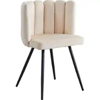 CLIPOP Chaise de salle à manger, chaise de cuisine en velours, set de 1 chaise de salon rembourrée, fauteuil d'accentuation pour chambre à coucher, Beige
