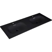 MOB-IN Plan vasque intégré en résine de synthèse ENIO 140cm noir