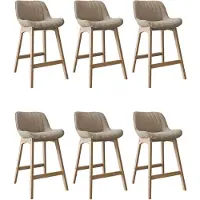 MOB-IN Lot de chaises MILK d'îlot et bar en chêne et assise tissu bouclette 65cm