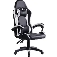 CLIPOP Chaise de bureau ergonomique Gaming, avec accoudoirs, appuie-tête, coussin lombaire, blanc