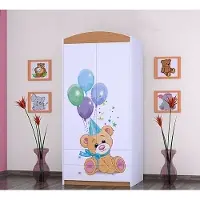 BDW Armoire, 2 portes, 2 tiroirs, penderie, 180x90 cm, hêtre