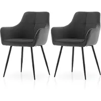 CLIPOP Lot de 2 chaises de cuisine en tissu velours,chaise rembourrée épaisse,gris