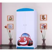BDW Armoire, 2 portes, 2 tiroirs, penderie, 180x90 cm, bleu