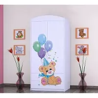 BDW Armoire, 2 portes, 2 tiroirs, penderie, 180x90 cm, blanc