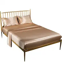 CANDeal ensemble de draps en satin de luxe 4 pièces, 1 drap (260 x 245 cm), 1 drap-housse (200 x 180 cm), 2 taies d'oreiller (50 x 75 cm)