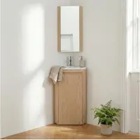 MOB-IN Ensemble lave-mains d'angle SORRENTO sur pieds avec robinet et armoire