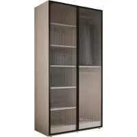 3Xeliving Armoire, beige sable / verre clair, 100 x 200 x 51 cm