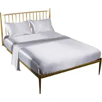 CANDeal ensemble de draps en satin de luxe 4 pièces, 1 drap (243 x 205 cm), 1 drap-housse (190 x 138 cm), 2 taies d'oreiller (50 x 75 cm)