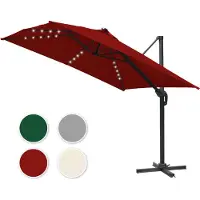 Jayseuw 300 cm Parasol de jardin avec manivelle, inclinable, UV50+ rouge