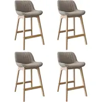 MOB-IN Lot de chaises MILK d'îlot et bar en chêne et assise tissu bouclette 65cm