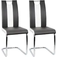 Supfine Lot de 2 chaises de salle à manger,chaise de cuisine noble,en similicuir,chaise de cuisine noble,structure métallique,noir+blanc