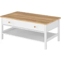 Minio Table basse STORY 110cm blanc/chêne Nash