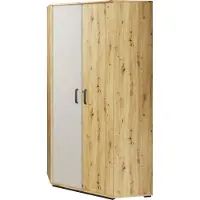 Minio Armoire QUBIC 1 Armoire d'angle Chêne Artisan / Raw Steel / Silk Flou