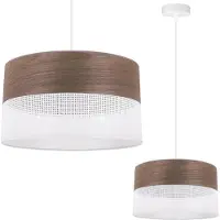 Light11 HOME Lampe À Suspension Unique, Abat-Jour En Placage De Noyer, 30 Cm