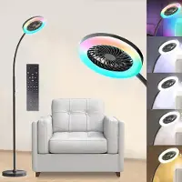 Rosikey Ventilateur sur pied avec télécommande, silencieux, ventilateur avec éclairage, 3 vitesses de vent, 2 modes, lampe silencieuse avec ventilateur Chambre Ventilateur sur pied