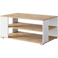 MINIO go for it , Table basse, NIMFEA I, 100 cm, avec étagères, Chêne Wotan/ Couleur Blanc