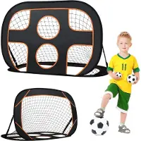 JOIEYOU 2 en 1 Buts de football pour jardin Enfants But de football Pop-Up avec paroi de but Pliable But de football avec sac de transport Sport Kickback pour jardin Indoor-Outdoor, 121x80cm