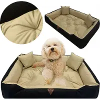 EDANTI Literie pour chien imperméable Sofa 115X95 Cm Literie Oreillers Canapé Sofa Beige