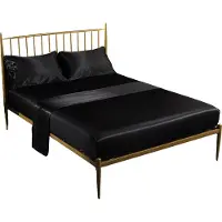 CANDeal ensemble de draps en satin de luxe 4 pièces, 1 drap (243 x 205 cm), 1 drap-housse (190 x 138 cm), 2 taies d'oreiller (50 x 75 cm)