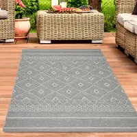 Carpetia Tapis en sisal indoor & outdoor terrasse balcon salon cuisine zigzag design en gris Taille - 300 x 400 cm
