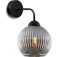 Light11 HOME Applique murale Riffle Noir 1 flamme verre gris fumé sphère E27
