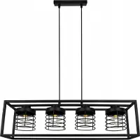 Light11 HOME Rasti Cage Lampe à suspendre - Plafonnier pour le salon, la chambre à coucher et la salle à manger - Suspension en métal et verre - E27 - Noir - 4-flamme