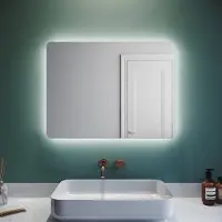 Sonni Miroir de salle de bain avec éclairage LED & interrupteur tactile antibuée à économie d'énergie IP44 Miroir mural 80 x 60cm