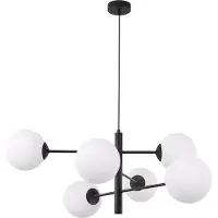 Light11 HOME Lampe à suspendre Vicenza noire à 6 flammes avec abat-jour blanc E14