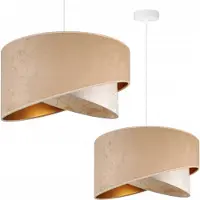 Light11 HOME Light-Home Milan Abat-jour Lampe à suspendre - Plafonnier industriel - Lampe à suspendre en métal avec abat-jour en velours - Beige Monserta II, Blanc